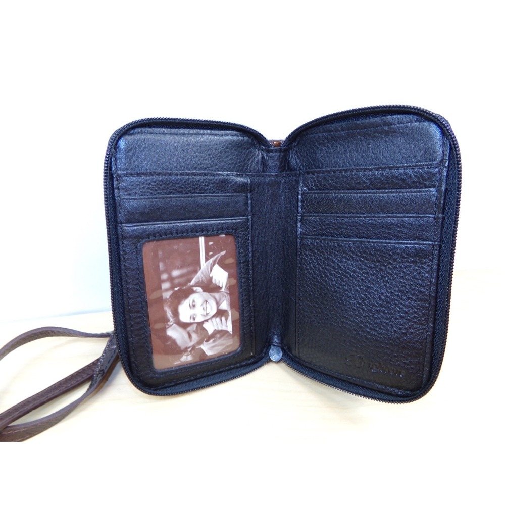Brighton Small Crossbody Wallet Cell Phone Case Brown Black Card Holder - Picture 5 of 7